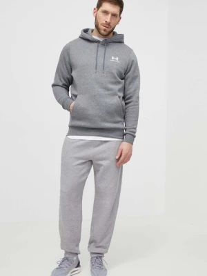 Under Armour bluza Essential Fleece męska kolor szary z kapturem 1373880