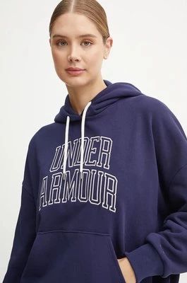 Under Armour bluza Icon HWT Terry damska kolor granatowy z kapturem z nadrukiem 1386494