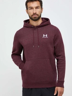 Under Armour bluza męska kolor bordowy z kapturem z nadrukiem 1373880