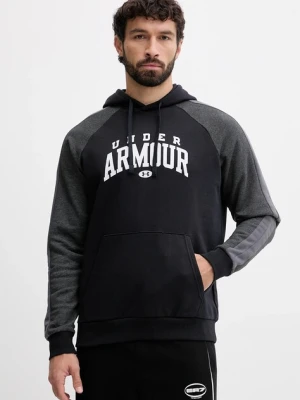 Under Armour bluza Rival męska kolor czarny z kapturem z nadrukiem 6003958