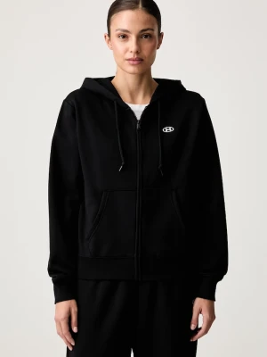 Under Armour bluza rozpinana damska z bawełną Rival czarny