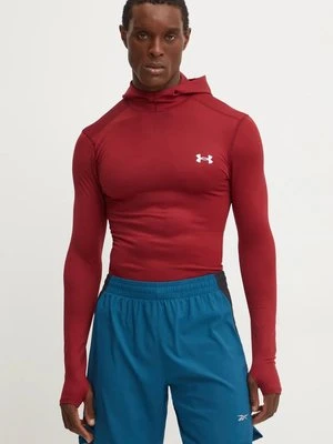 Under Armour bluza treningowa ColdGear Elite kolor bordowy z kapturem gładka 1386944