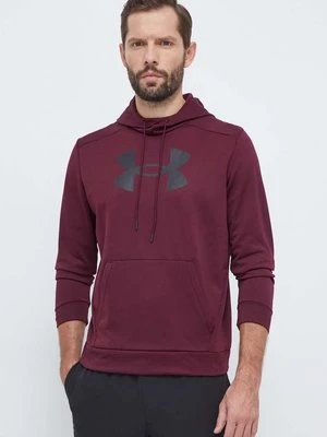 Under Armour bluza treningowa kolor bordowy z kapturem z nadrukiem