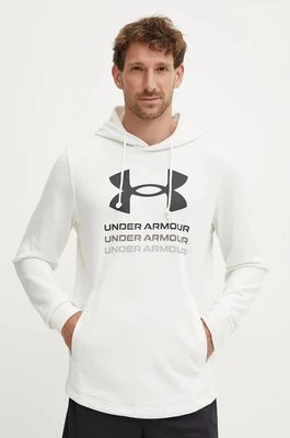 Under Armour bluza treningowa Rival kolor biały z kapturem z nadrukiem 1386047