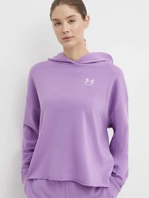 Under Armour bluza treningowa Rival kolor fioletowy z kapturem gładka