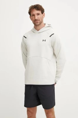 Under Armour bluza Unstoppable Fleece męska kolor beżowy z kapturem z nadrukiem 1389350