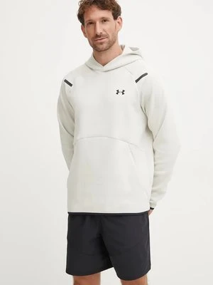 Under Armour bluza Unstoppable Fleece męska kolor beżowy z kapturem z nadrukiem 1389350