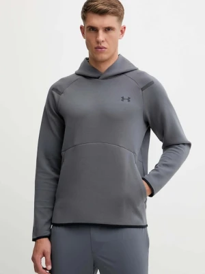 Under Armour bluza Unstoppable Fleece męska kolor szary z kapturem z nadrukiem 1389350