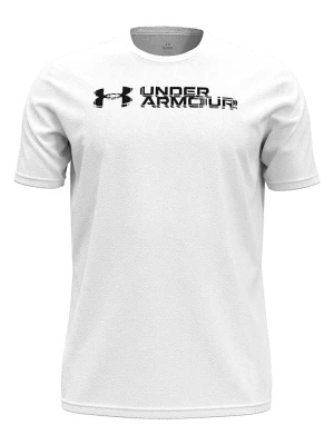 Under Armour Koszulka sportowa "Sliced Wordmark" w kolorze białym rozmiar: 3XL