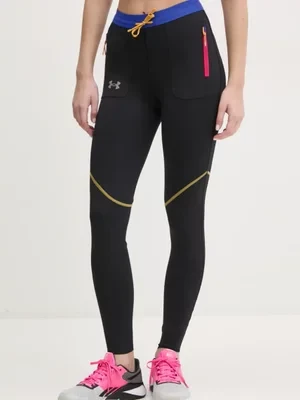 Under Armour legginsy sportowe Trail Run damskie kolor czarny wzorzyste 1386348