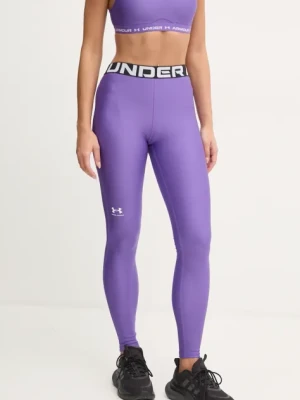 Under Armour legginsy treningowe HG Authentics kolor fioletowy z nadrukiem 1383559