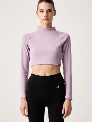 Under Armour longsleeve damski z bawełną RIV RIB MOCK fioletowy