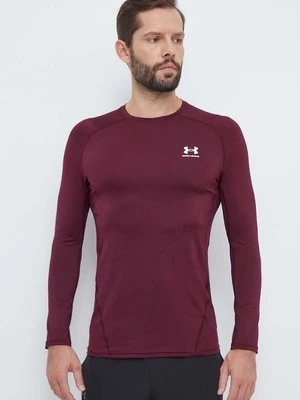 Under Armour longsleeve treningowy kolor bordowy gładki 1361506