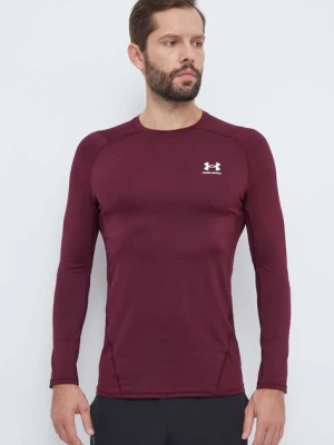 Under Armour longsleeve treningowy kolor bordowy gładki 1361506