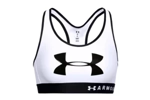 Under Armour Mid Keyhole Graphic Bra 1344333-100, Damskie, Białe, biustonosze sportowe, poliester, rozmiar: XS