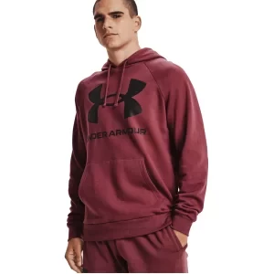 Under Armour Rival Fleece Big Logo Hoodie 1357093-689, Męskie, Bordowe, bluzy, bawełna, rozmiar: S