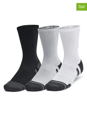Under Armour Skarpety sportowe (3 pary) "Perf Tech" w kolorze czarnym, szarym i białym rozmiar: M