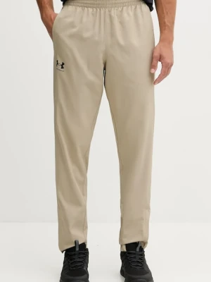 Under Armour spodnie dresowe męskie kolor beżowy gładkie 1390150