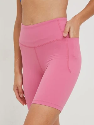 Under Armour szorty damskie kolor fioletowy gładkie high waist