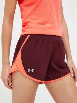 Under Armour szorty do biegania Fly-By 2.0 kolor bordowy medium waist