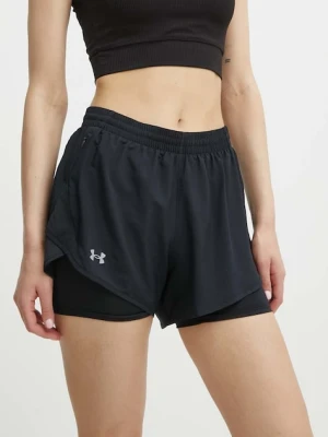 Under Armour szorty do biegania Fly By kolor czarny gładkie high waist
