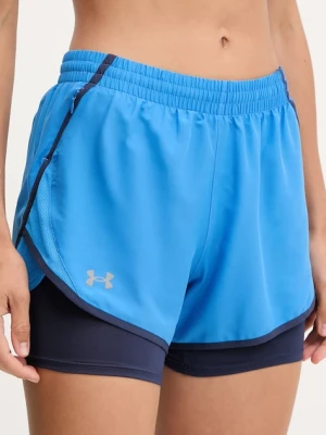 Under Armour szorty do biegania Fly By kolor niebieski gładkie high waist