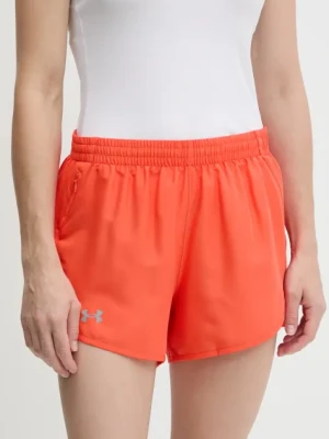 Under Armour szorty do biegania Fly By kolor pomarańczowy gładkie high waist
