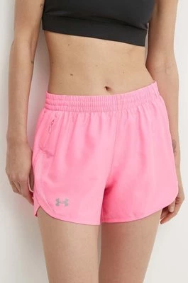 Under Armour szorty do biegania Fly By kolor różowy gładkie high waist