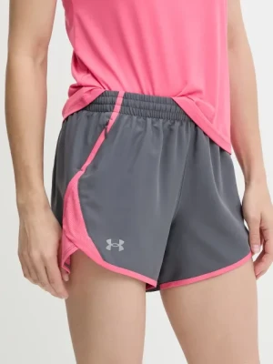 Under Armour szorty do biegania Fly By kolor szary gładkie high waist