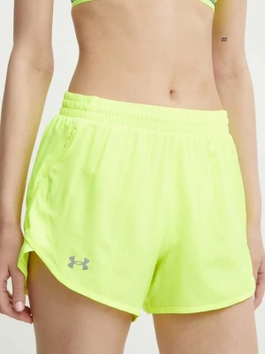 Under Armour szorty do biegania Fly By kolor żółty gładkie high waist