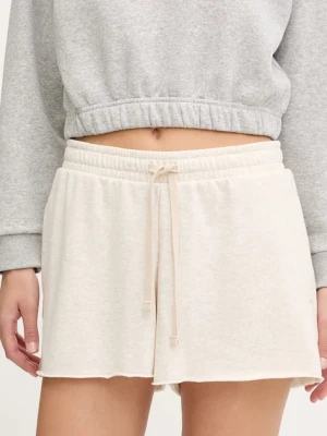 Under Armour szorty Rival Terry damskie kolor beżowy melanżowe high waist 1389657