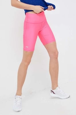 Under Armour szorty treningowe damskie kolor fioletowy gładkie high waist 1360939