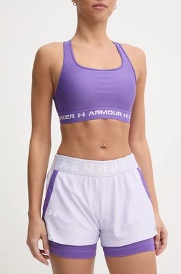 Under Armour szorty treningowe damskie kolor fioletowy z nadrukiem high waist