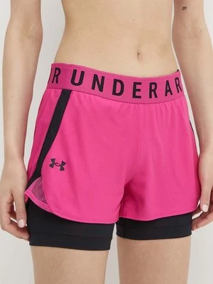 Under Armour szorty treningowe damskie kolor różowy z nadrukiem high waist