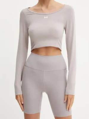 Under Armour szorty treningowe Meridian kolor fioletowy gładkie high waist 1382521