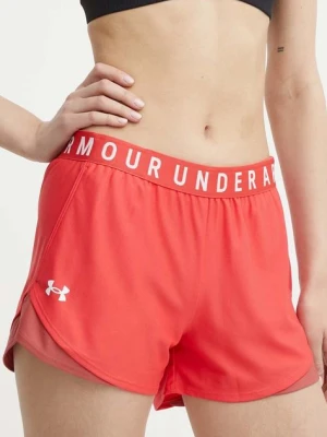 Under Armour szorty treningowe Play Up 3.0 kolor czerwony z nadrukiem medium waist