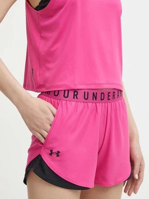 Under Armour szorty treningowe Play Up 3.0 kolor różowy z nadrukiem medium waist