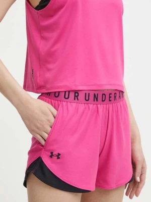 Under Armour szorty treningowe Play Up 3.0 kolor różowy z nadrukiem medium waist