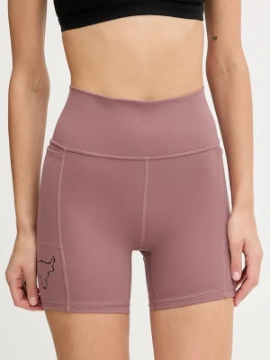 Under Armour szorty treningowe Project Rock damskie kolor różowy z nadrukiem high waist 6005086