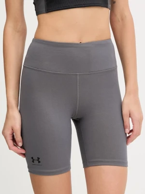 Under Armour szorty treningowe Rival kolor szary gładkie high waist 1386703