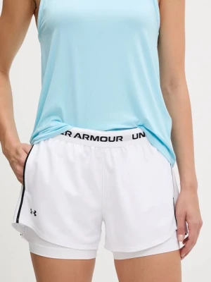 Under Armour szorty treningowe Tech Play damskie kolor biały gładkie high waist 1389895