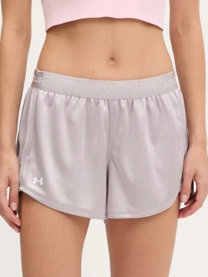 Under Armour szorty treningowe Tech Play damskie kolor fioletowy gładkie high waist 1389883