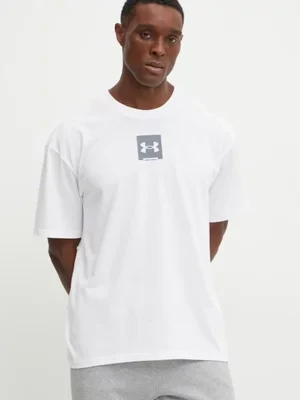 Under Armour t-shirt bawełniany HW OS BOX męski kolor biały z nadrukiem 1386803