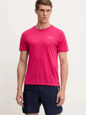 Under Armour t-shirt do biegania męski kolor różowy gładki 1389807