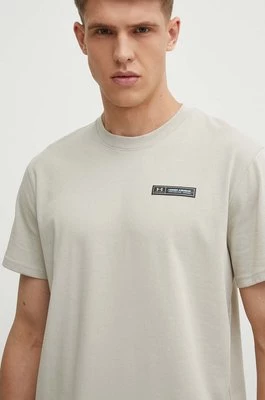 Under Armour t-shirt męski kolor beżowy z aplikacją