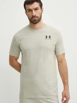 Under Armour t-shirt męski kolor beżowy z nadrukiem 1326799