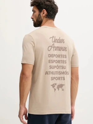 Under Armour t-shirt męski kolor beżowy z nadrukiem 6004143