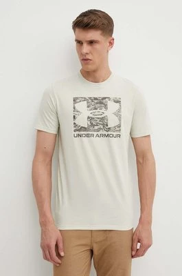 Under Armour t-shirt męski kolor beżowy z nadrukiem