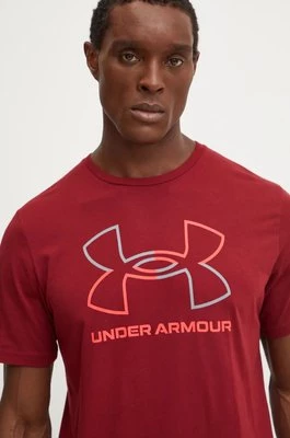 Under Armour t-shirt męski kolor bordowy wzorzysty