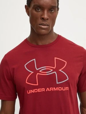 Under Armour t-shirt męski kolor bordowy wzorzysty